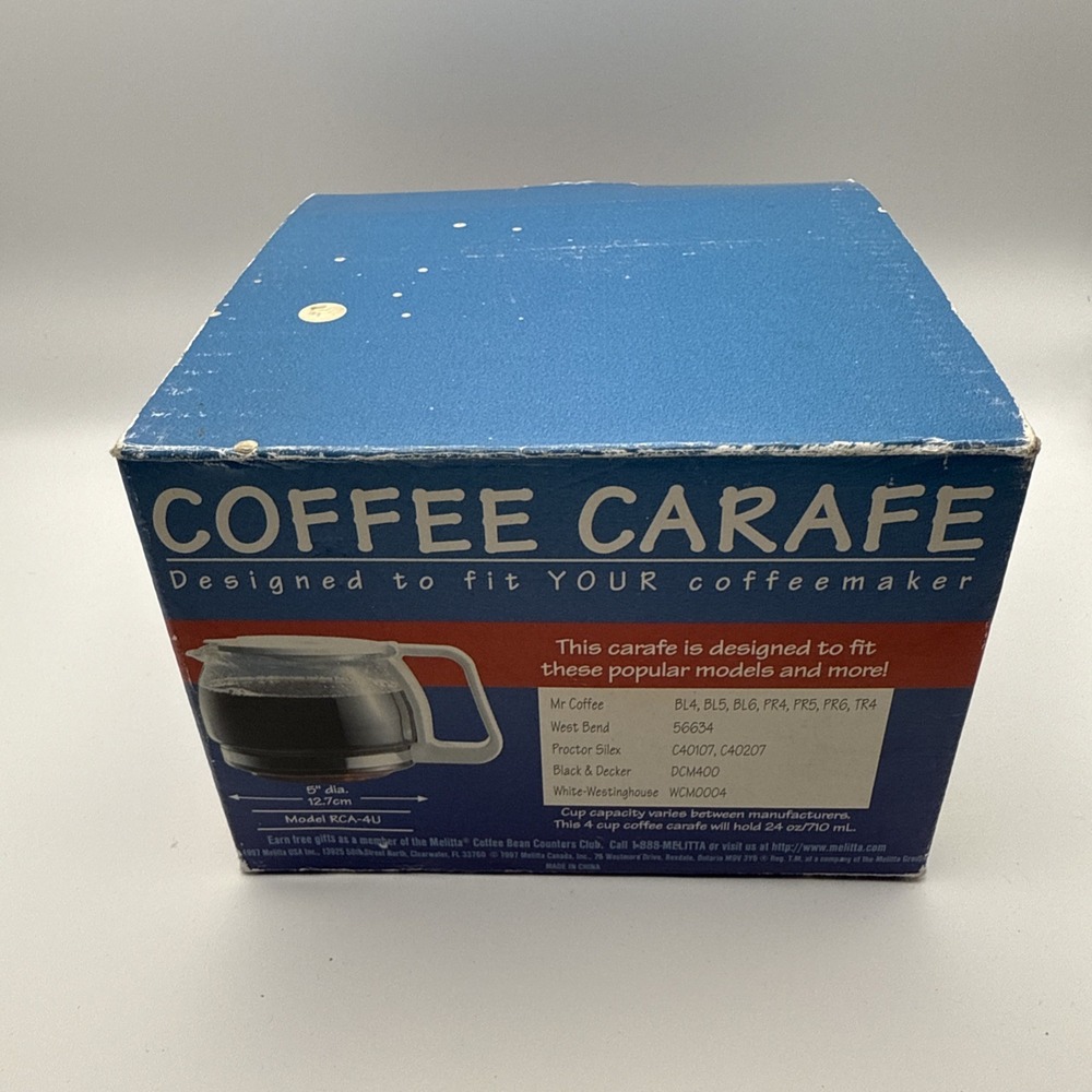 Melitta White 4 Cup Automatic Drip Coffee Maker Carafe / Pot Model RCA-4U NEW‎
